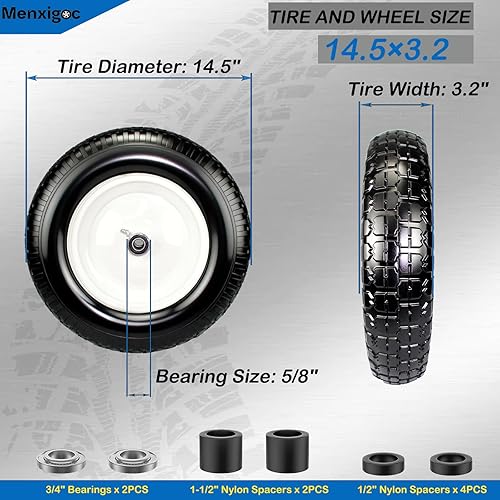 Miniatura 2 de Neumático sólido 4.804.00-8, neumático y rueda sin plano de 14.5 pulgadas, rodamiento de 58 pulgadas con rodamientos adicionales de 34 pulgadas,