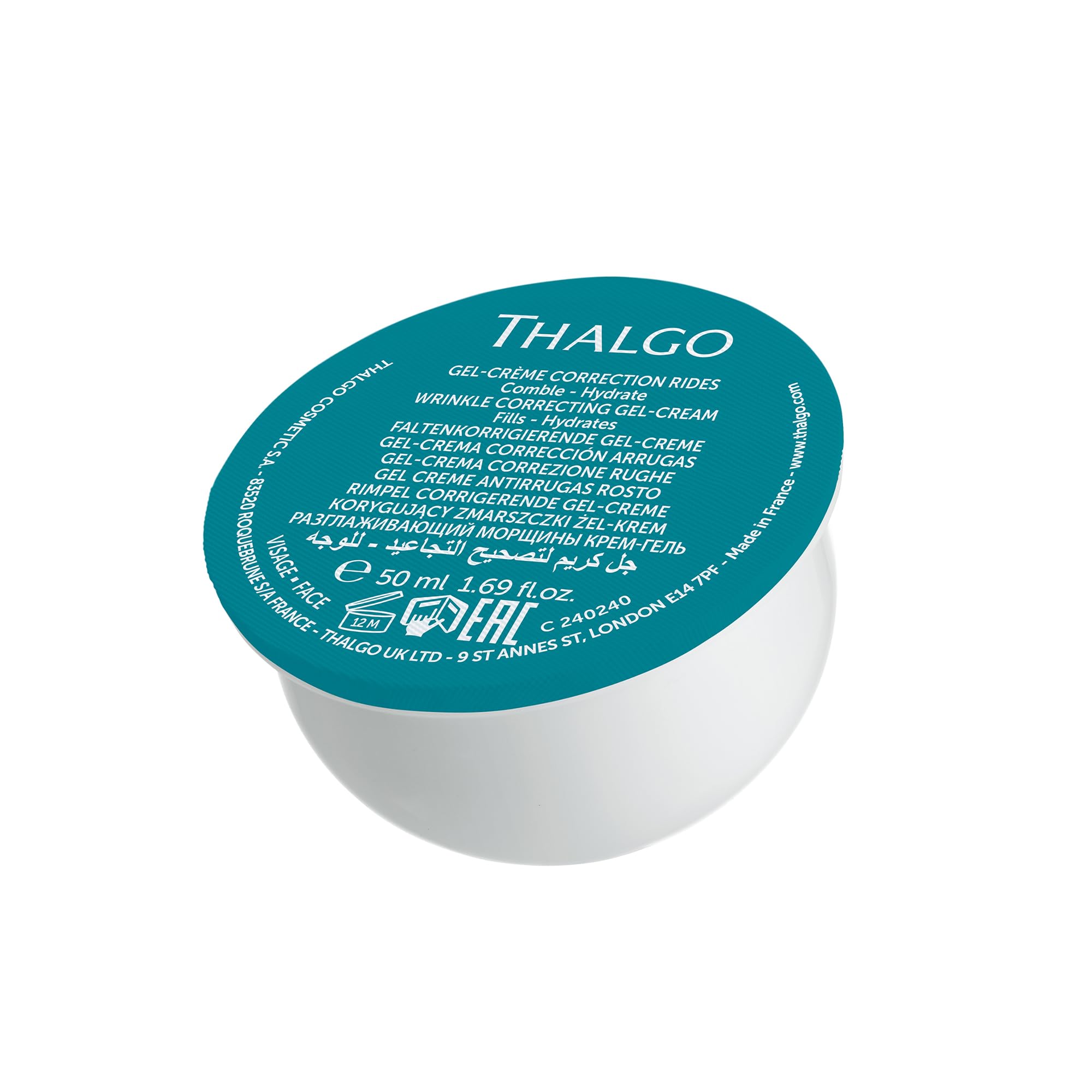 THALGO Refill Crema de Gel Corrector de Arrugas – Crema de gel Hyalu-Procollagène con triple hialurón mate y antiarrugas, 50 ml