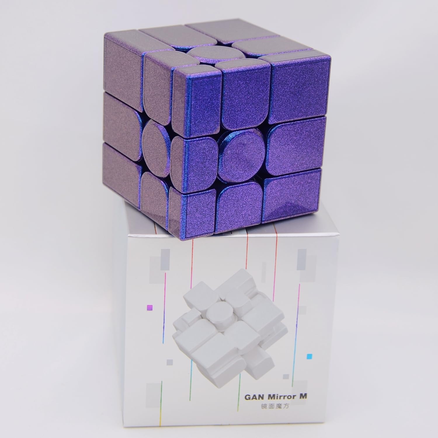 Bukefuno GAN Mirror M UV 3x3 Speed Cube Gan 3x3 x 3 2022 Espejo Cubo Magnético GAN Mirror UV Puzzle Lila FarbCube (versión UV)
