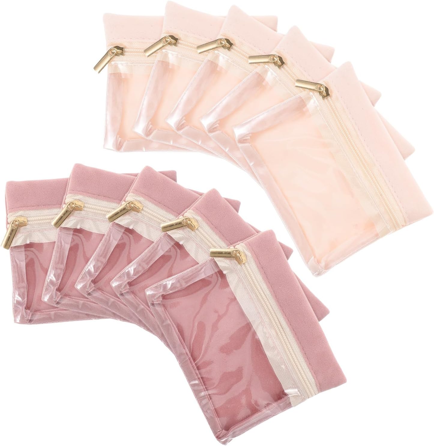 Abaodam 10pcs Mini Velvet Jewelry Pouch Small Zipper Travel Organizer