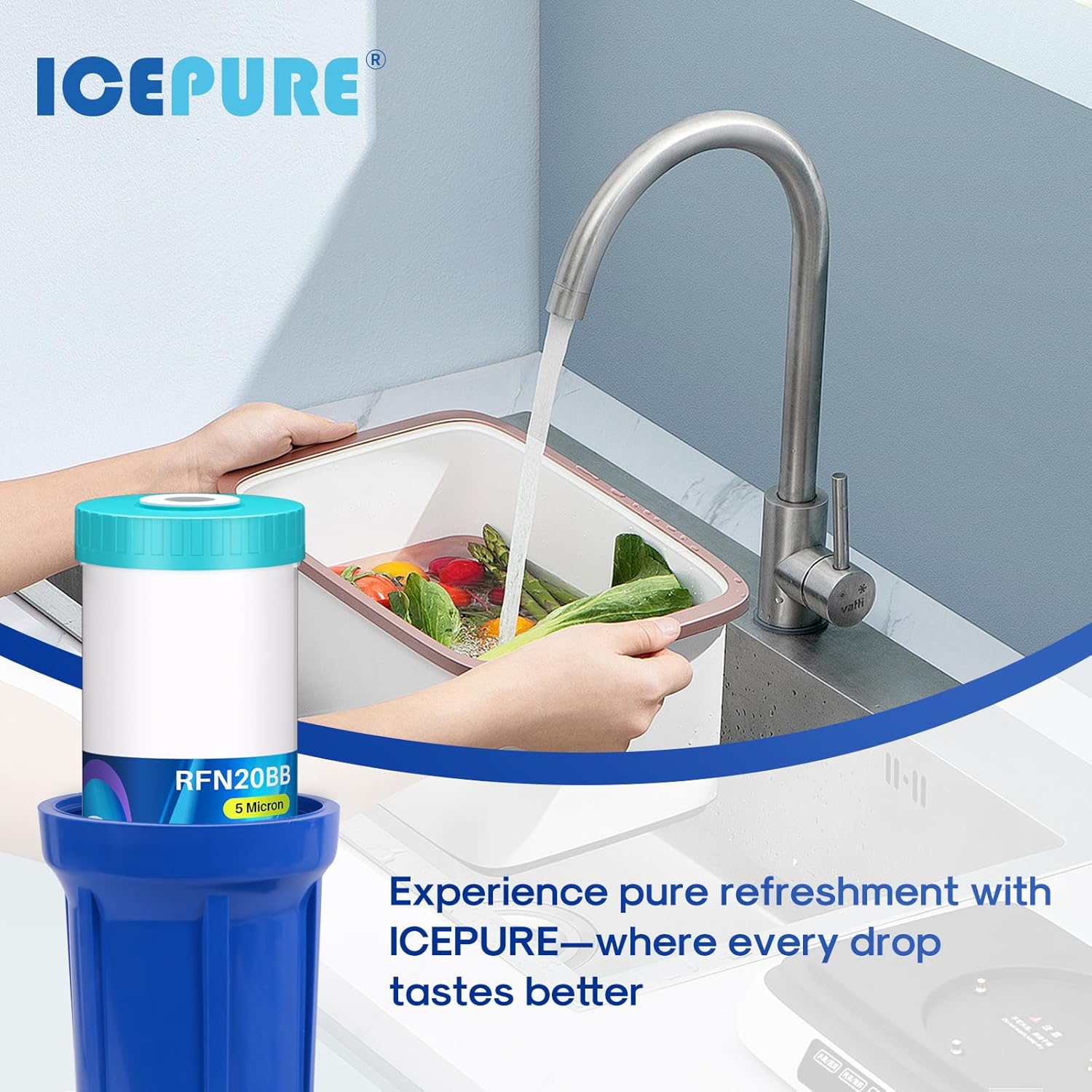 ICEPURE 5 Micron 20" x 4.5" RFN20BB Whole House Iron & Manganese Reduce Water Filter Replacement for FM25B, RFFE20-BB, CFRFFE-20BB, 1 Pack - Image 8