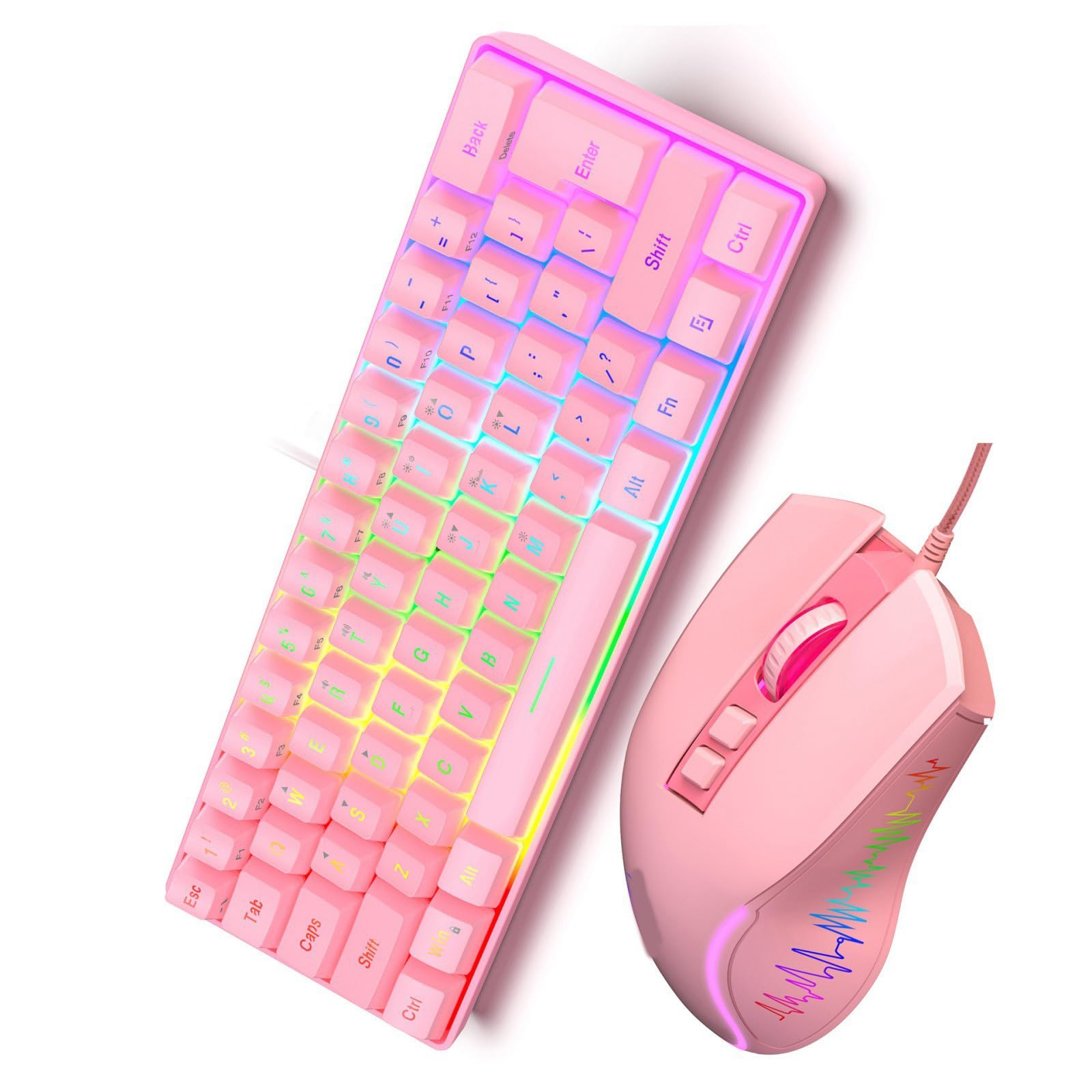 Paquetes de teclados y Ratones con Cables para Uso prolongado, Materiales plásticos antifatiga, Soporte para múltiples Sistemas operativos, Juego de teclados de Oficina