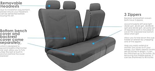 Miniatura 5 de FH GROUP Fundas de asiento de coche de Roma de piel sintética compatibles con bolsas de aire y banco dividido se adaptan a la mayoría de automóviles