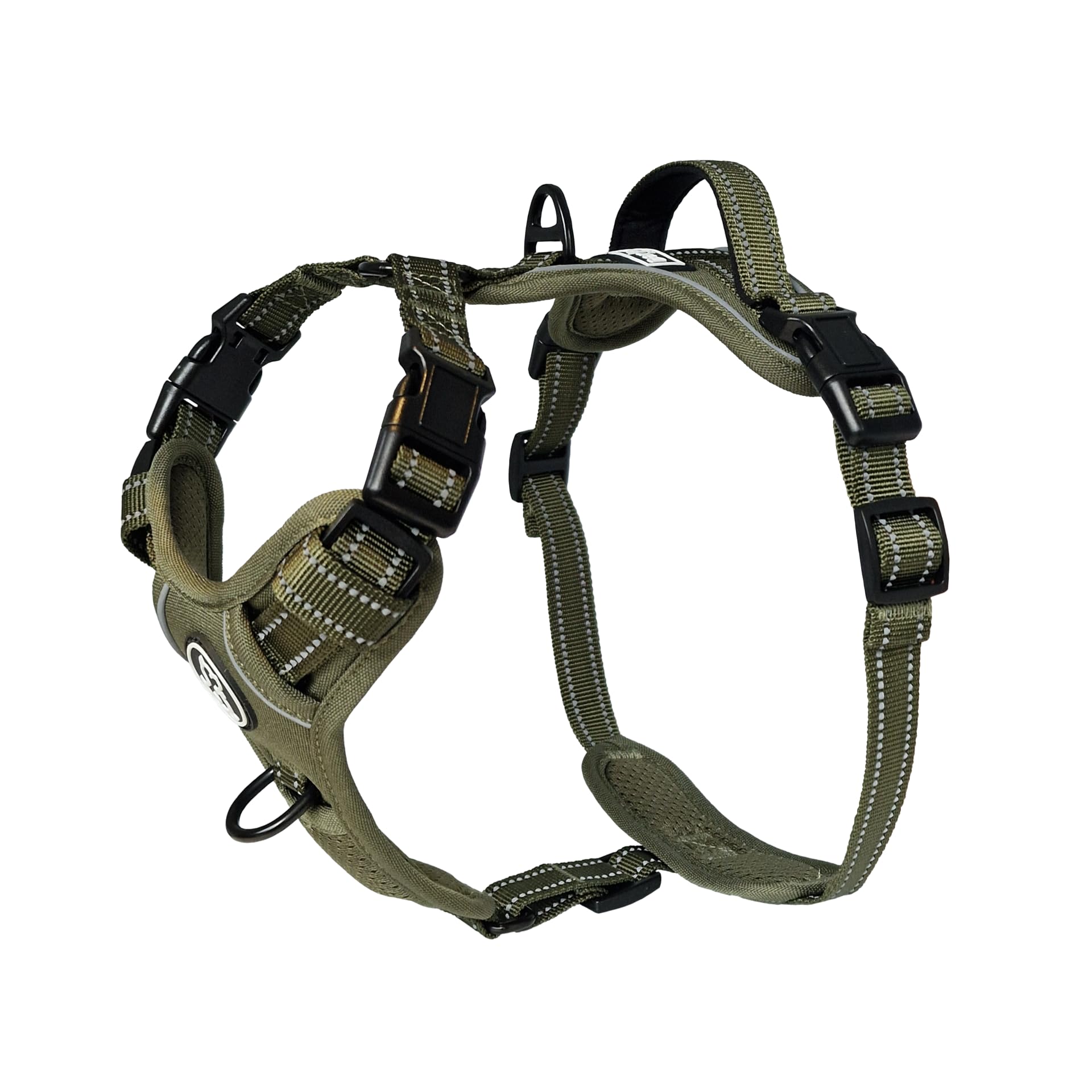 BarkridgesÂź TruFit Freedom Dog Harness Adjustable Easy to Wear | No Pull Training | Chafing-Free | Safety Reflective | Comfortable | Handle | Small Medium Large (Army Green, S) â image 1