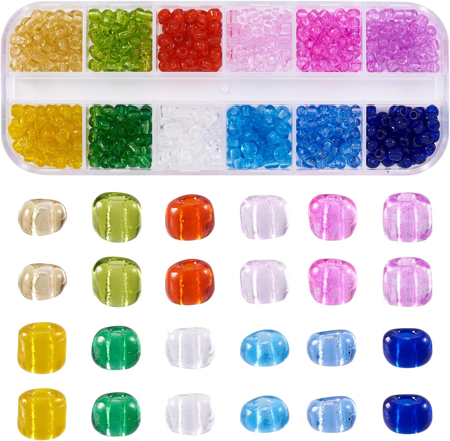 FASHEWELRY 1 Box 4mm Transparent Round Glass Seed Beads for Bracelets Making, Colorful Small Kandi Beads Cute Crystal Pony Beads for Bracelets Necklace Earring DIY Jewelry Making Craft