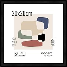 accent by nielsen Black Wooden Photo Frame 8x8 Inch / 20x20 cm Photo Frame for Standing and Hanging Portrait & Landscape Format Real Glass Zoom