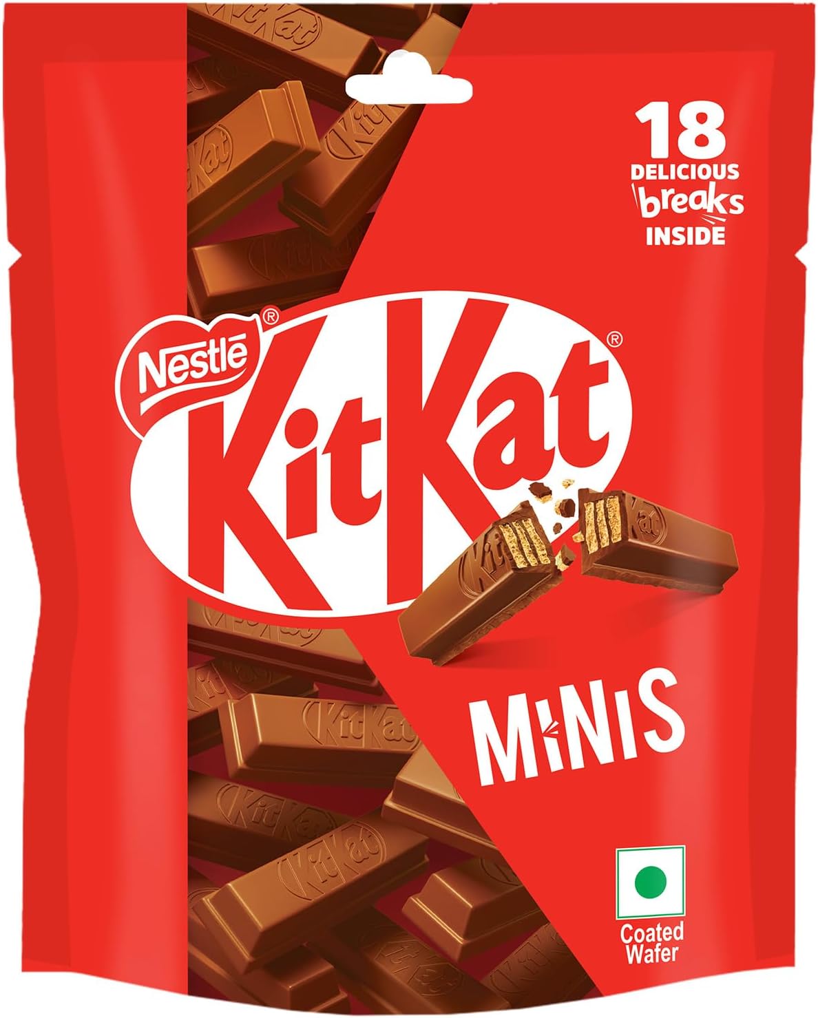 Minis, Choco Coated Wafer Bar, Share Bag, Miniature Pouch, 18 X 7.4 gm | 133.2 g/118.4 g (weight may vary)
