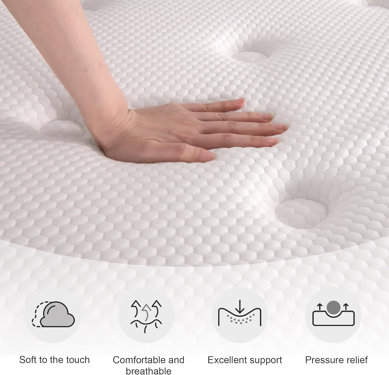 Small Double Mattress, 22CM Gel Memory Foam Pocket Sprung Mattresses with Breathable Soft Fabric for Cool Sleep, Mattresses for Pressure Relief, Medium Firm Mattress in a Box 120x190x22cm image 3