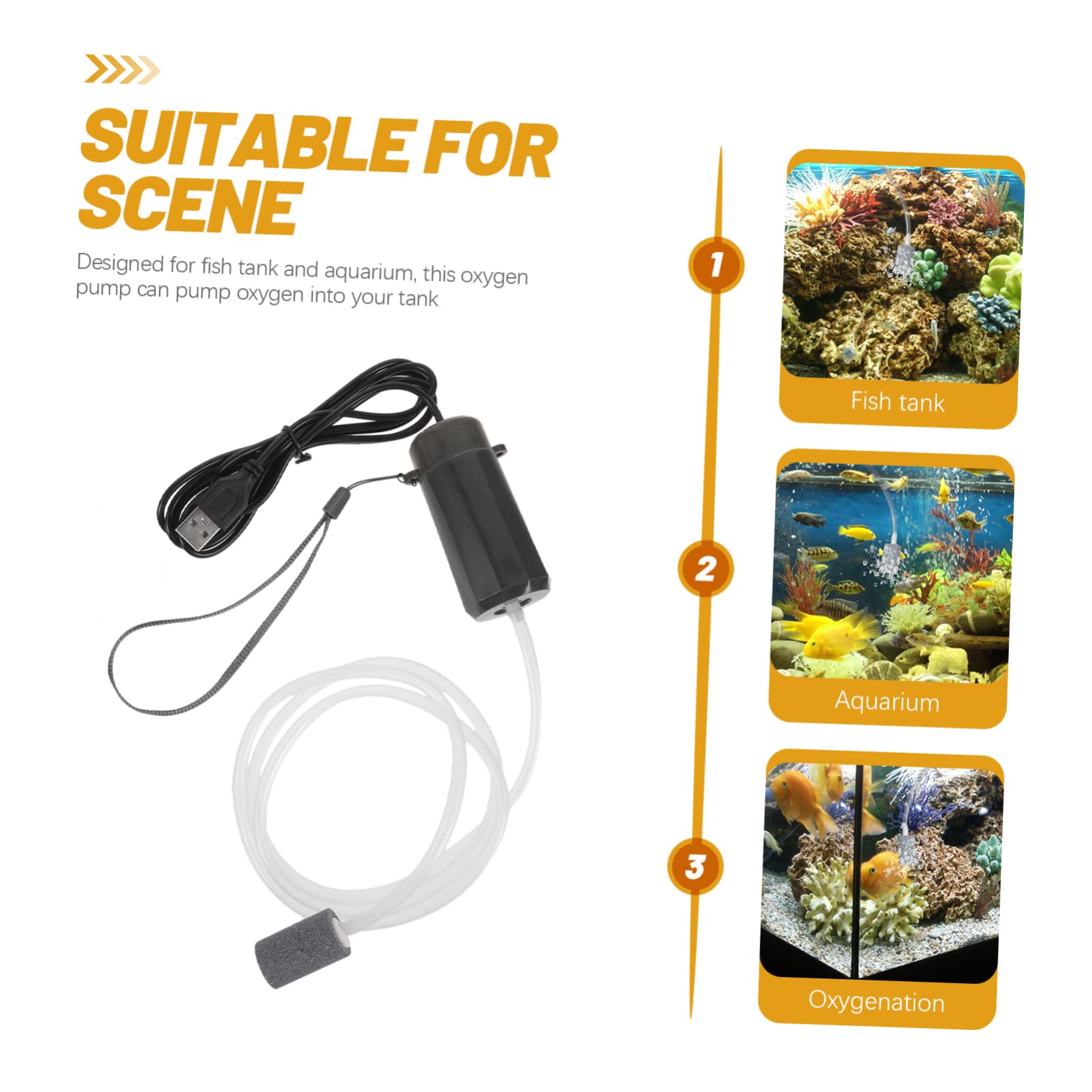 Toddmomy 3piezas Bomba De Aire USB para Acuario Compresor De Portátil Generador De Burbujas Silencioso para Tanques De Peces y Plantas Compacto y Oxigenación
