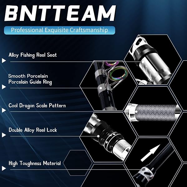 BNTTEAM caña de Pescar telescópica Juego Combinado de Carrete Giratorio Bolsa de señuelos de línea de Carbono para mar río de Agua Dulce - 2