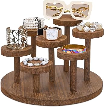 Ikee Design 7-Tier Wood Display Riser Jewelry and Multi-Purpose Display