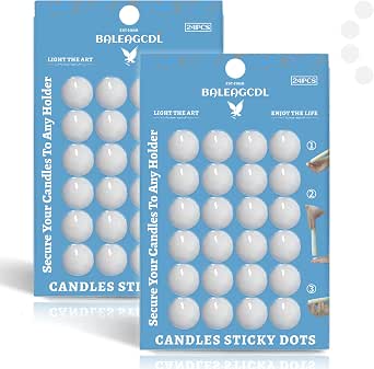 Candle Sticky Dots - 2 Pack, 48 Blue Wax Adhesive Dots For Securing Candles In Holders