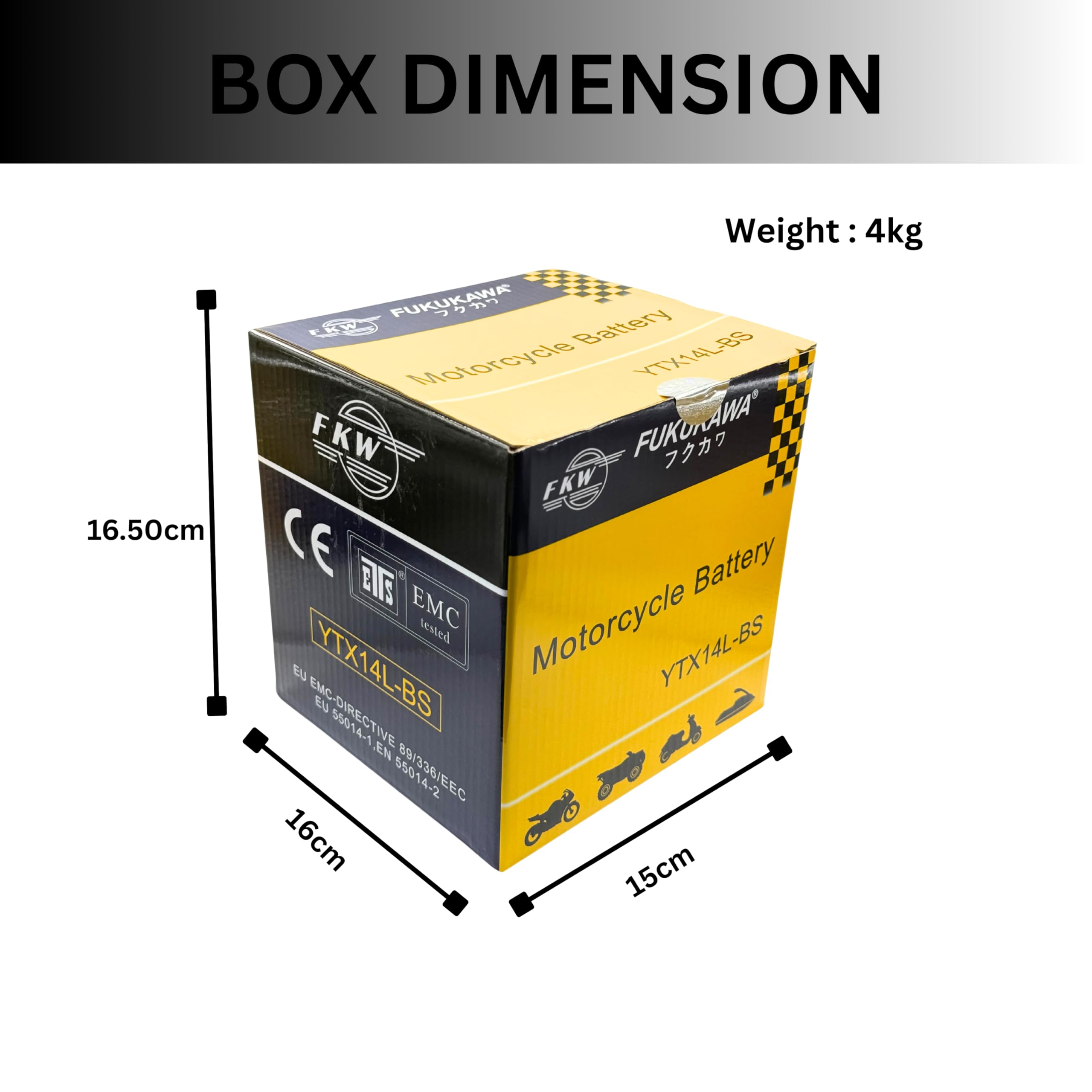 FUKUKAWA YTX14L-BS Motorcycle Battery 12V 14Ah – Conventional Lead