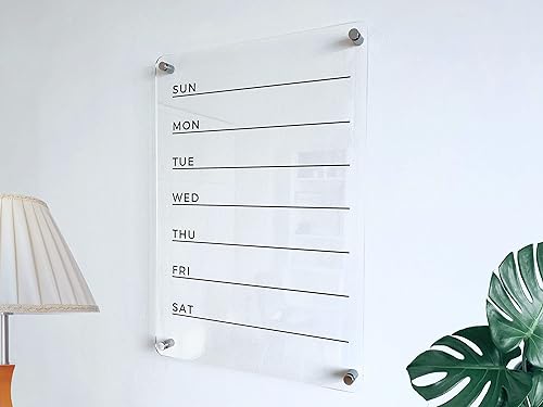 Vista 2 de Acrylic Weekly Planner for Wall - Custom Wall Calendar, Dry Erase Board, Dry Erase Organizer, Undated Weekly Wall Planner (18"x24", Standard Package)