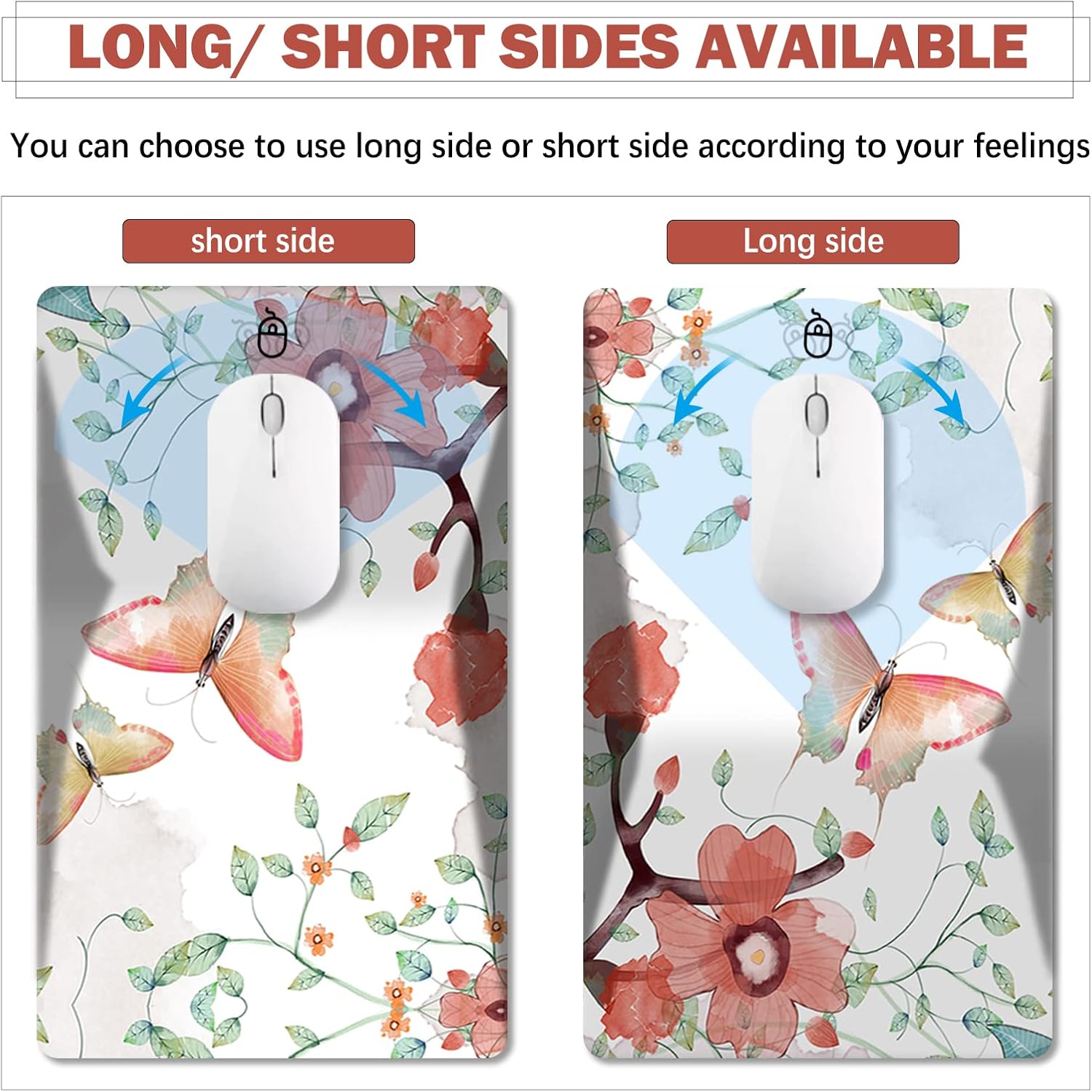 AIMSA Ergonomic Mouse Pad Wrist Rest Support, Thick Mousepad Upgraded Memory Foam, Pain Relief and Non-Slip PU Base for Home Office, Butterfly Flower