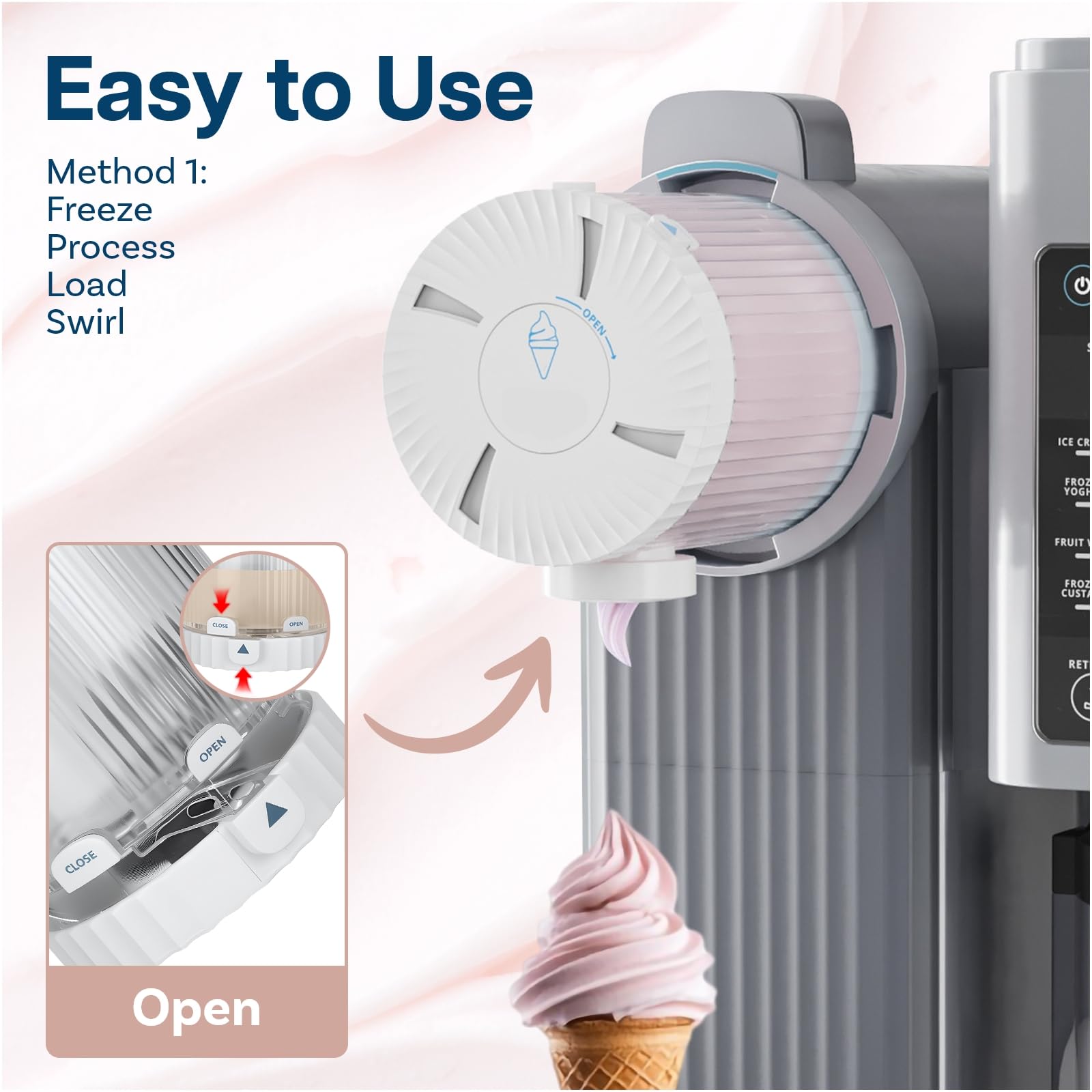 Lot de 2 Pots a Glace 480 ML pour Ninja Creami Swirl Série NC700 par MMOBIEL – Récipients avec Couvercles Gris pour Ninja Swirl by CREAMi Machines à Glacée & à Service Doux – Passe au Lave-Vaisselle