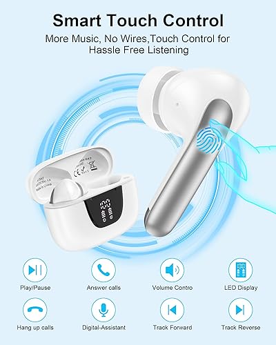 Miniatura 4 de Auriculares inalámbricos, Bluetooth 5.3 para Samsung Galaxy S25 Ultra S24 S23 S22 S20 A16 A15, auriculares Bluetooth con micrófono de cancelación