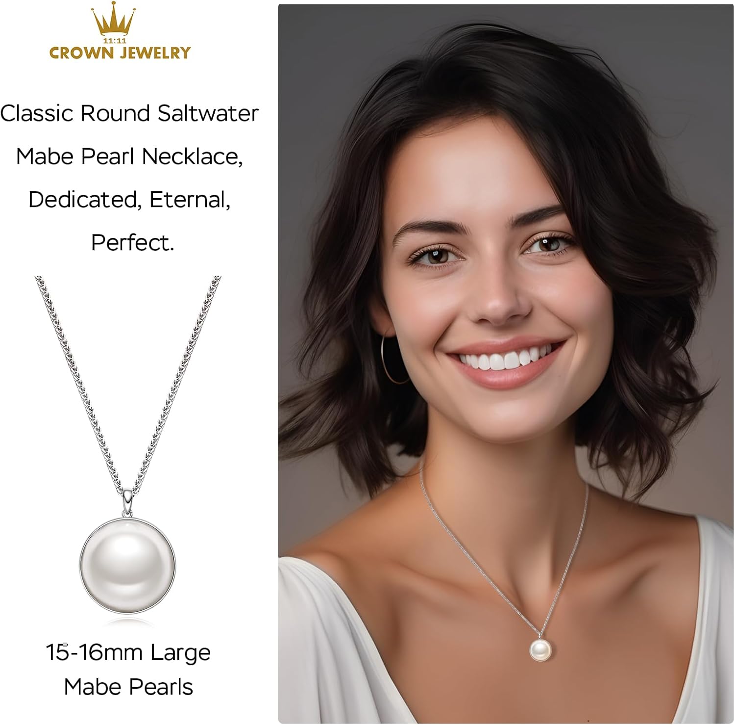 Gifts for Wife Women Anniversary -Mabe Pearl Necklace -Mom Girlfriend Her Fine Jewelry Mothers Day Valentines Christmas Birthdays Gift - Image 3