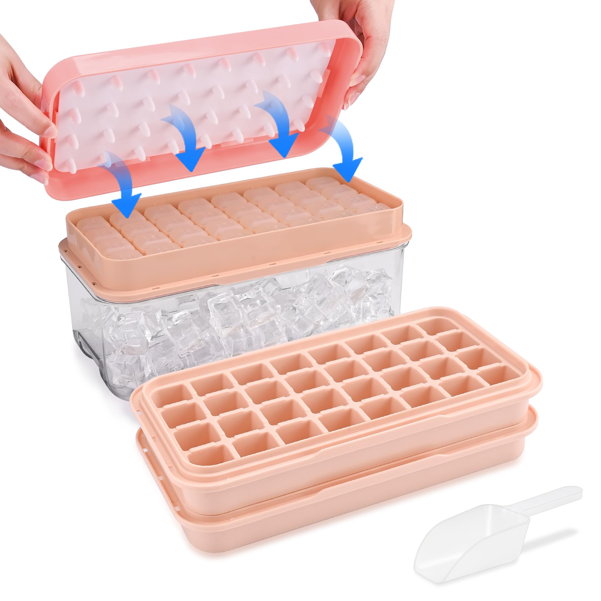 Große Eiswürfelform, BPA-freie Eiswürfelbehälter mit Deckel, Leichtes Lösen, Groß Eiswürfel für Whiskey, Cocktails und Getränke