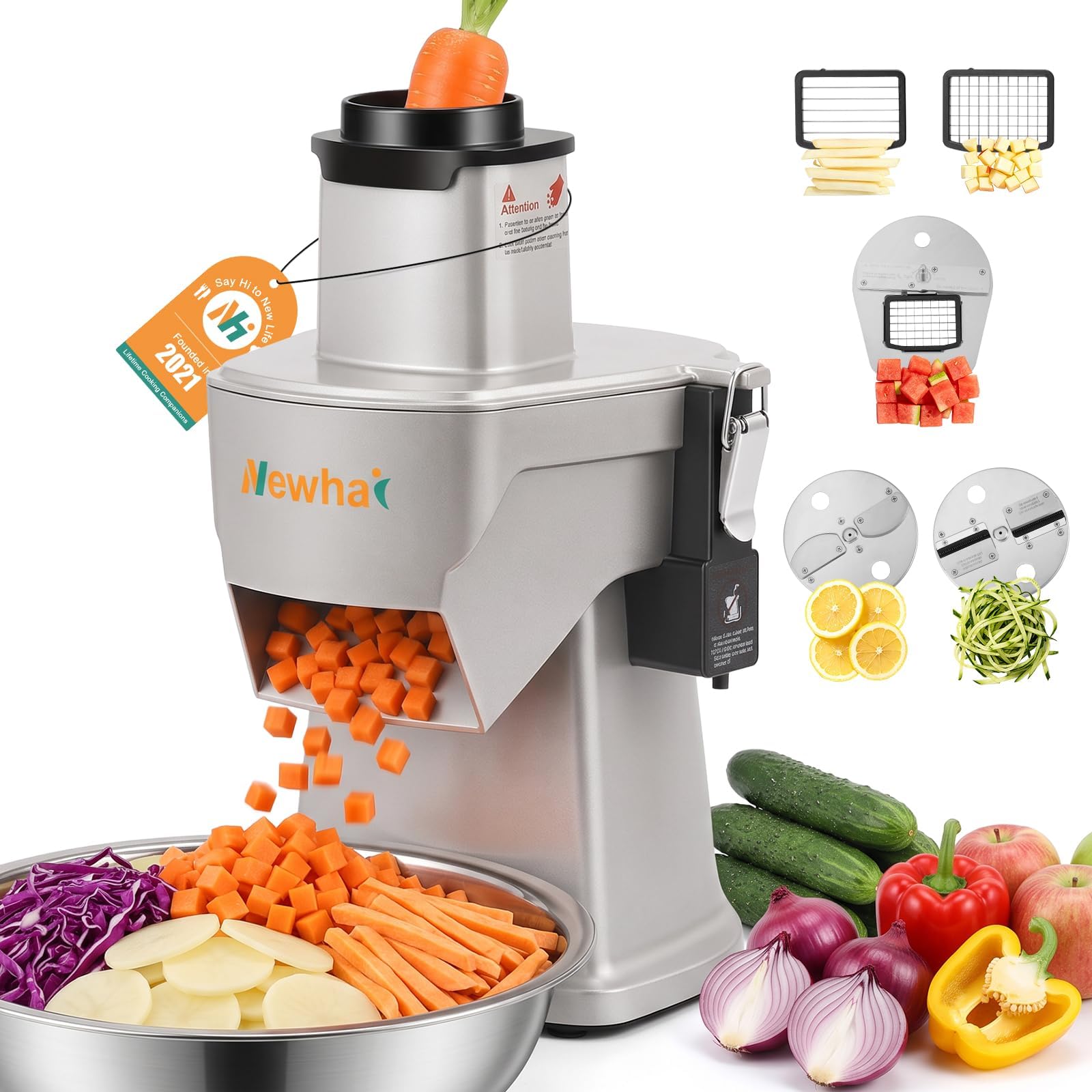 Newhai 4 in 1 Commercial Vegetable Chopper, Electric Dicer Slicer Machine