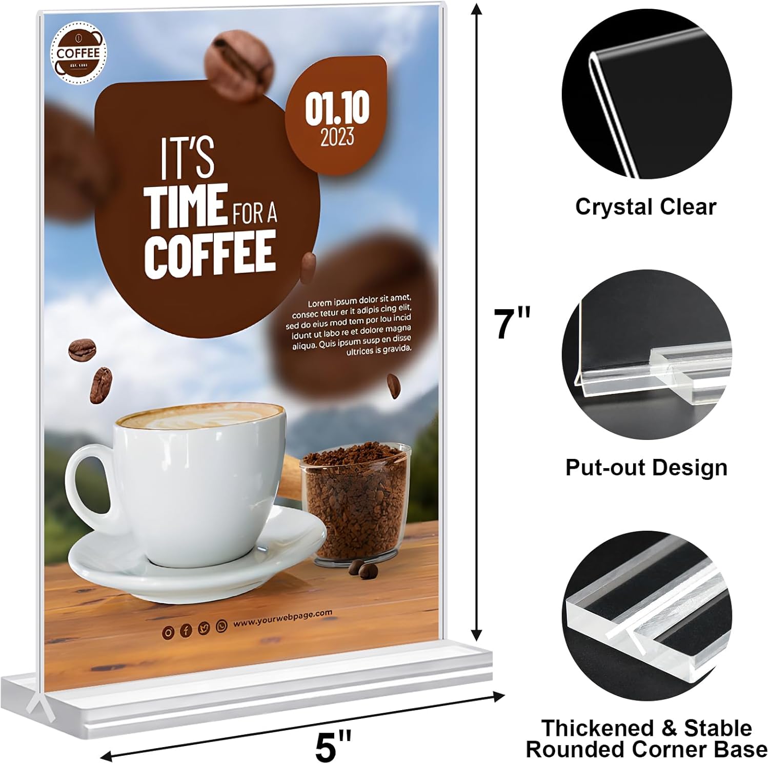 Acrylic Sign Holder 5x7 Inches 24 Pack, Double Sided Clear Display Stand Table Top Sign Paper Holder, Vertical Menu Flyer Holder, Plastic Sign Frame for Stores, Restaurants, Hotels, Office - Image 3