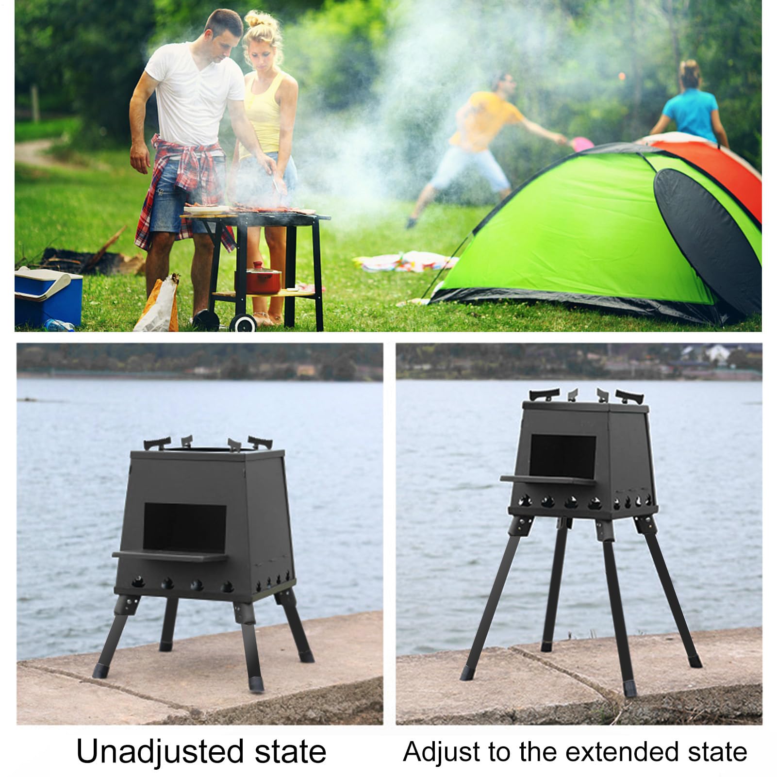 Hornillo de camping portátil, plegable, equipo de cocina al aire libre