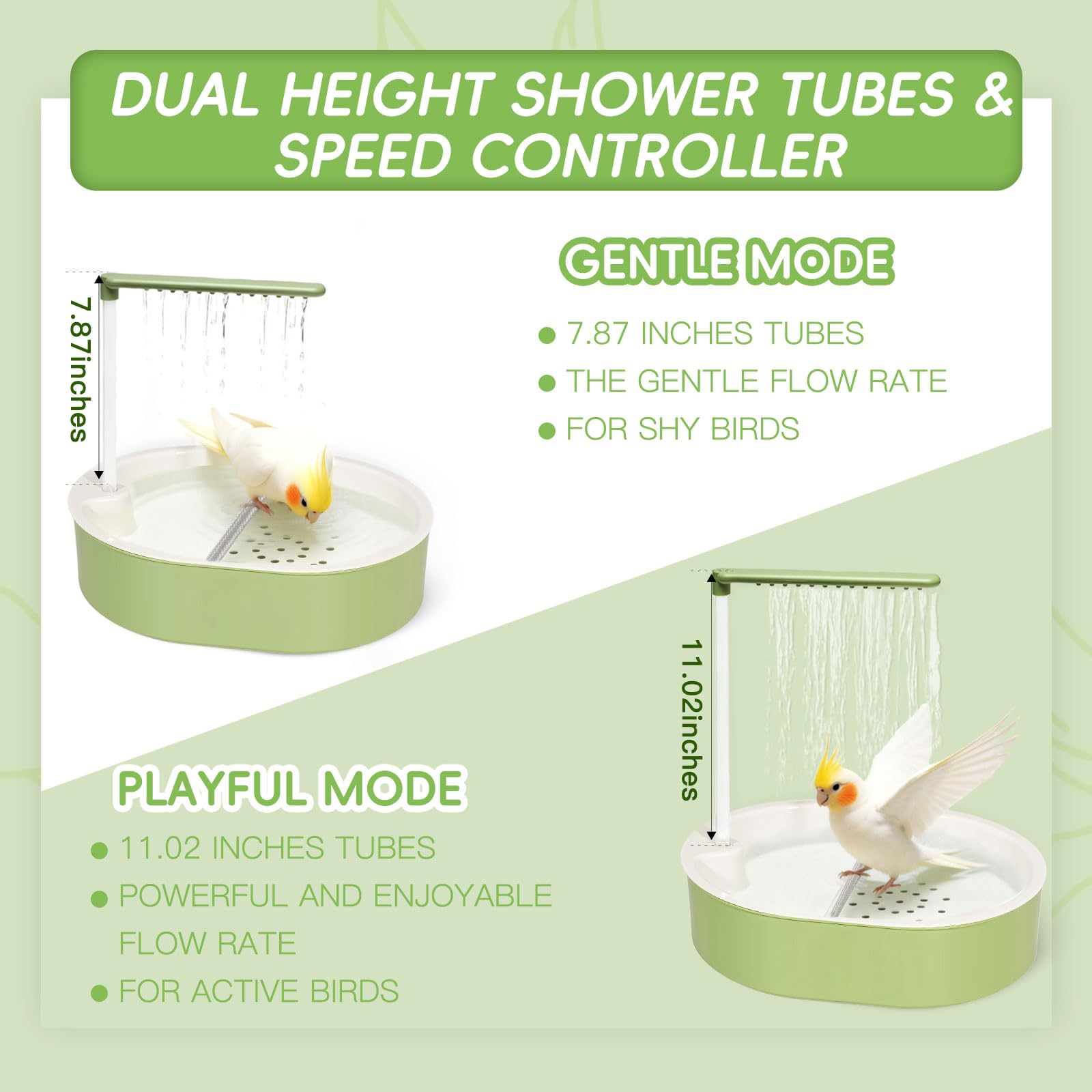 Automatic Parakeet Bird Bath for Cage Large Parrot Shower Bath with Adjustable Water Flow Bird Shower Fountain Indoor Bathtub Stainless Perch Bird Cage Accessory for Birds Cockatiel Conure Budgie - image 4