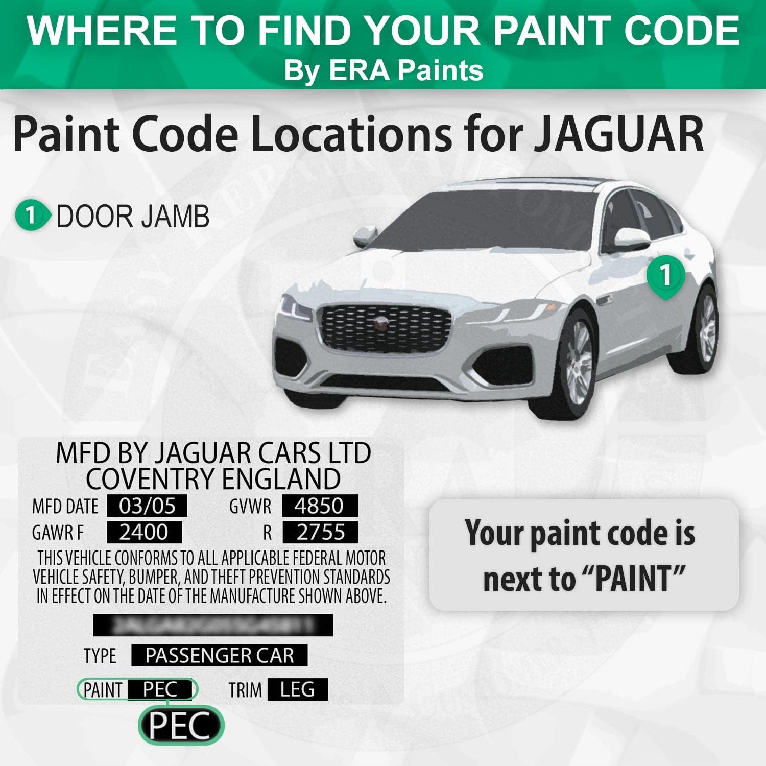 ERA Paints LRA/1DF/2409 - Eiger Gray Metallic for JAGUAR Exact Match Automotive Touch Up Paint Spray - Essential Kit