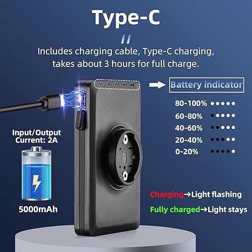 Miniatura 5 de ROCKBROS Soporte para bicicleta compatible con computadora de ciclismo, 10000mAh5000mAh Type-C Recarga Luz de bicicleta
