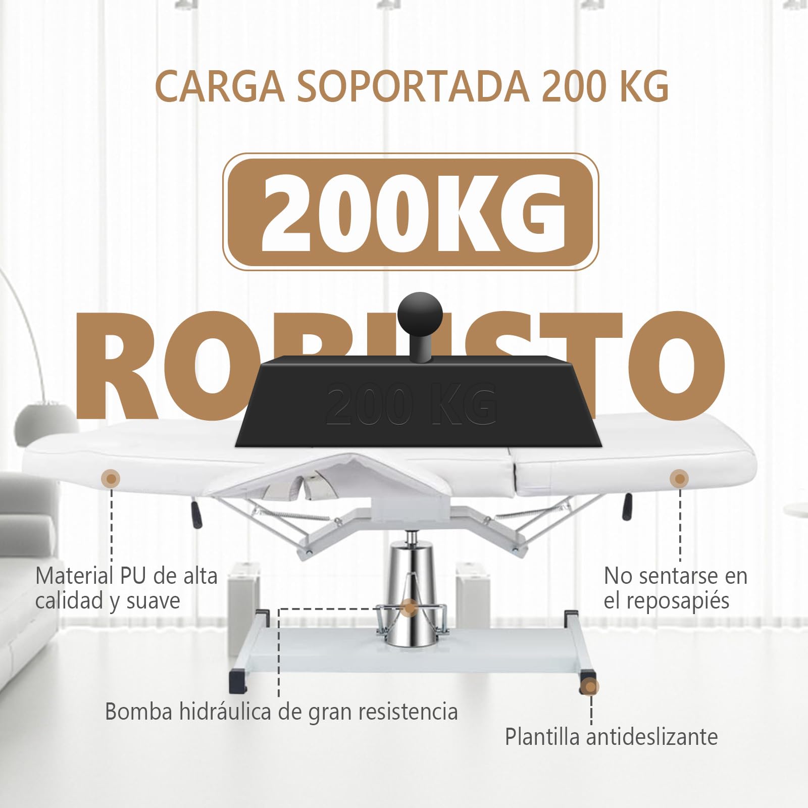 Bonnlo Camilla Masaje Plegable, Camilla Giratoria 360° con Reclinación 65°/Apoyo Pies 45°, Camilla Masaje Profesional Ajustable en Altura (200KG), Cama Rostro/Masaje para Salones SPA (Blanco)