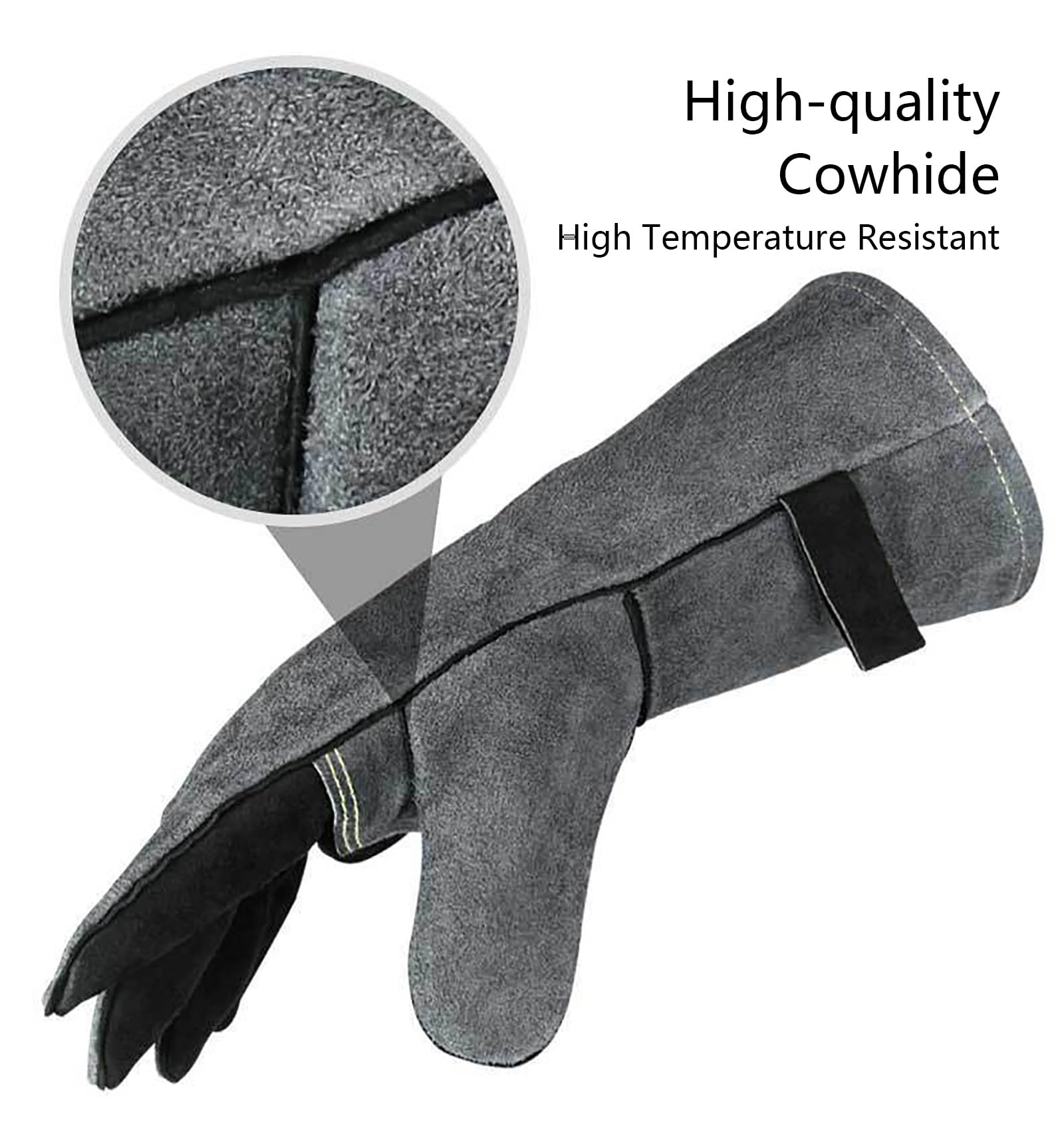 Guantes De Soldador, Guantes De Parrilla Resistentes a Altas Temperaturas, Guantes De Trabajo Espesos para Barbacoa y Horno - 14in & 16in(14in)