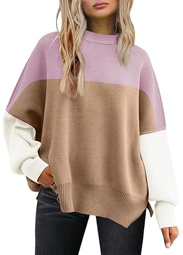 LILLUSORY Women's Oversized Batwing Sweaters 2025 Fall Outfits Trendy Crewneck