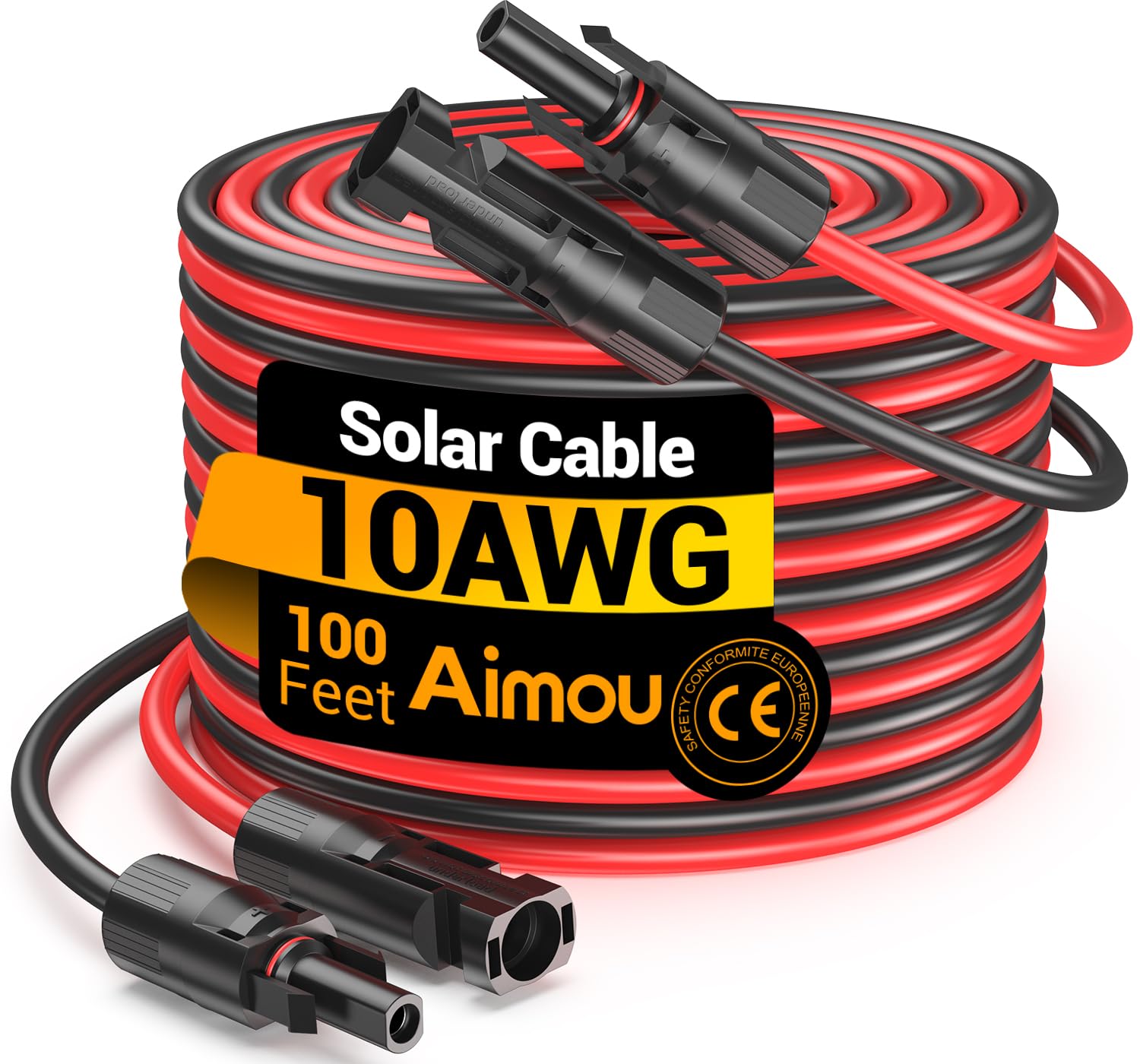 Cavo di prolunga solare da 30 m, 10 AWG, cavo per pannello solare con connettori femmina e maschio impermeabili per camper all'aperto, sistemi fotovoltaici off-grid (nero + rosso)