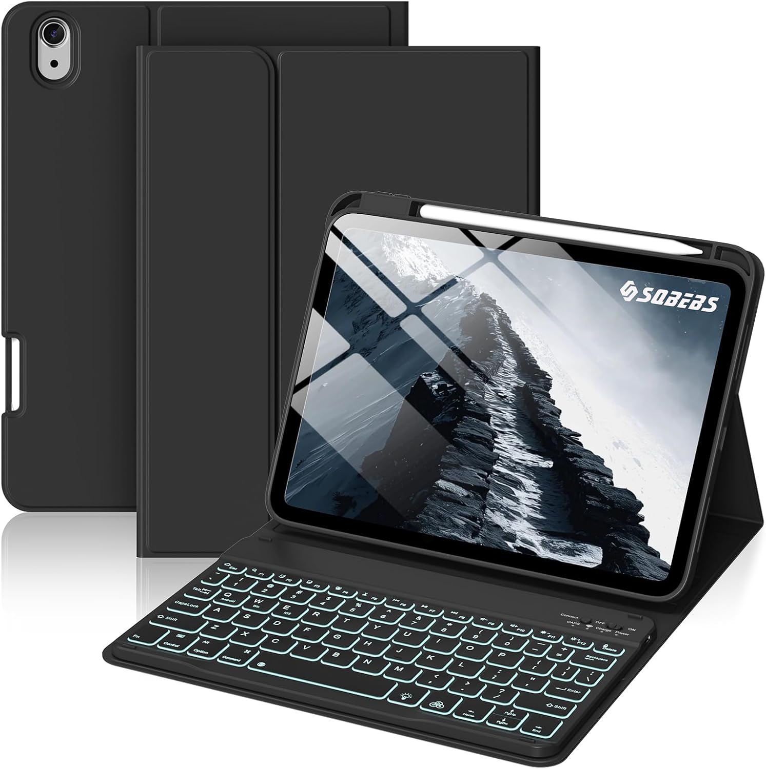 for iPad A16 Case with Keyboard: Detachable Wireless Backlit Keyboard Case, for iPad 10th Generation 10.9 11 Inch Case with Pencil Holder for Students, for Daily Learning (Baby Pink)