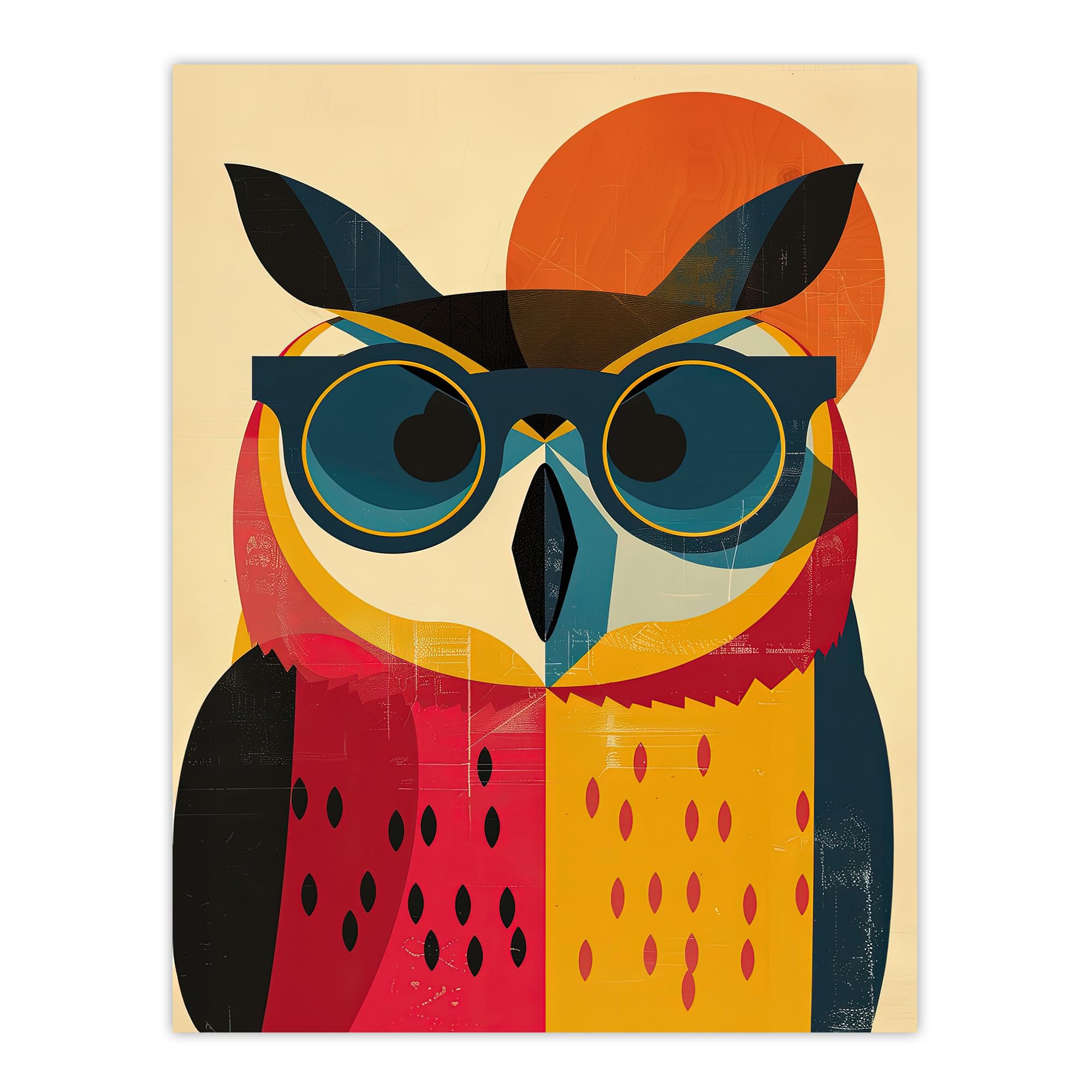 Artery8 Owl Bird Sunglasses Poster - W18" x H24" - Orange