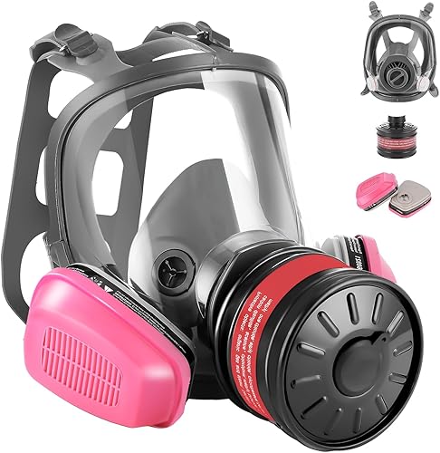 WSYBB Máscaras de gas de cara completa Supervivencia nuclear y química, máscara respiradora con filtros contra el polvo, vapor orgánico, pintura