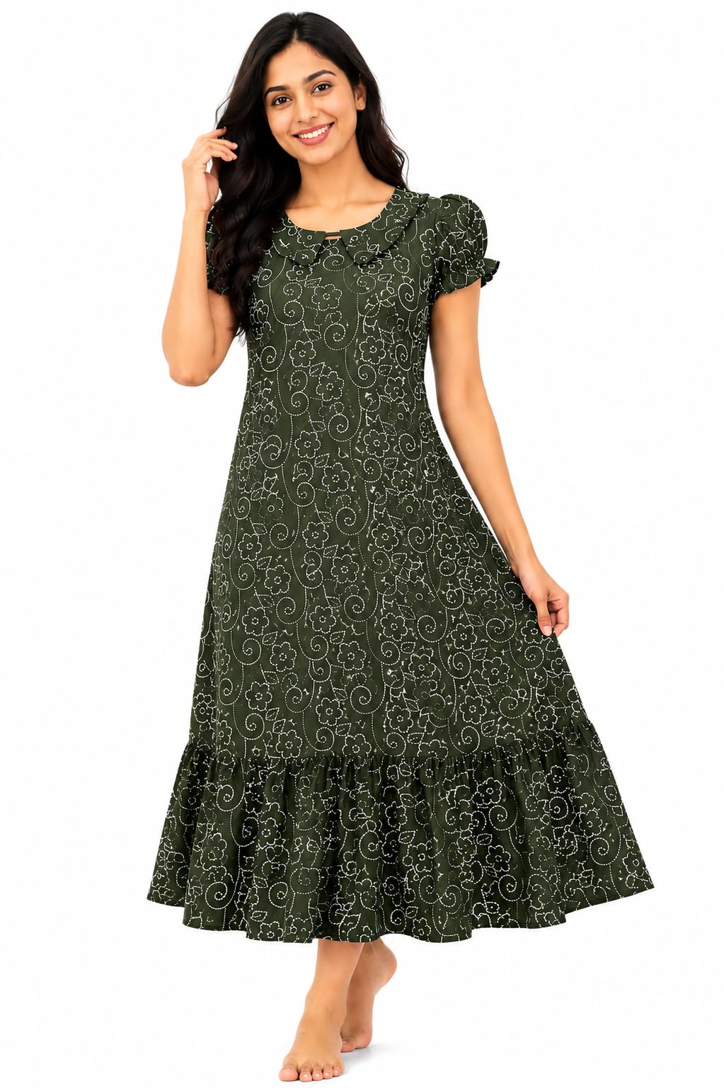 shivara Women’s Cotton Frock Nighty | Soft & Comfortable Sleepwear | Stylish Printed Night Dress for Ladies | Breathable Fabric | Perfect Nightwear | Relaxed Fit Night Gown (XXL)-picture-24
