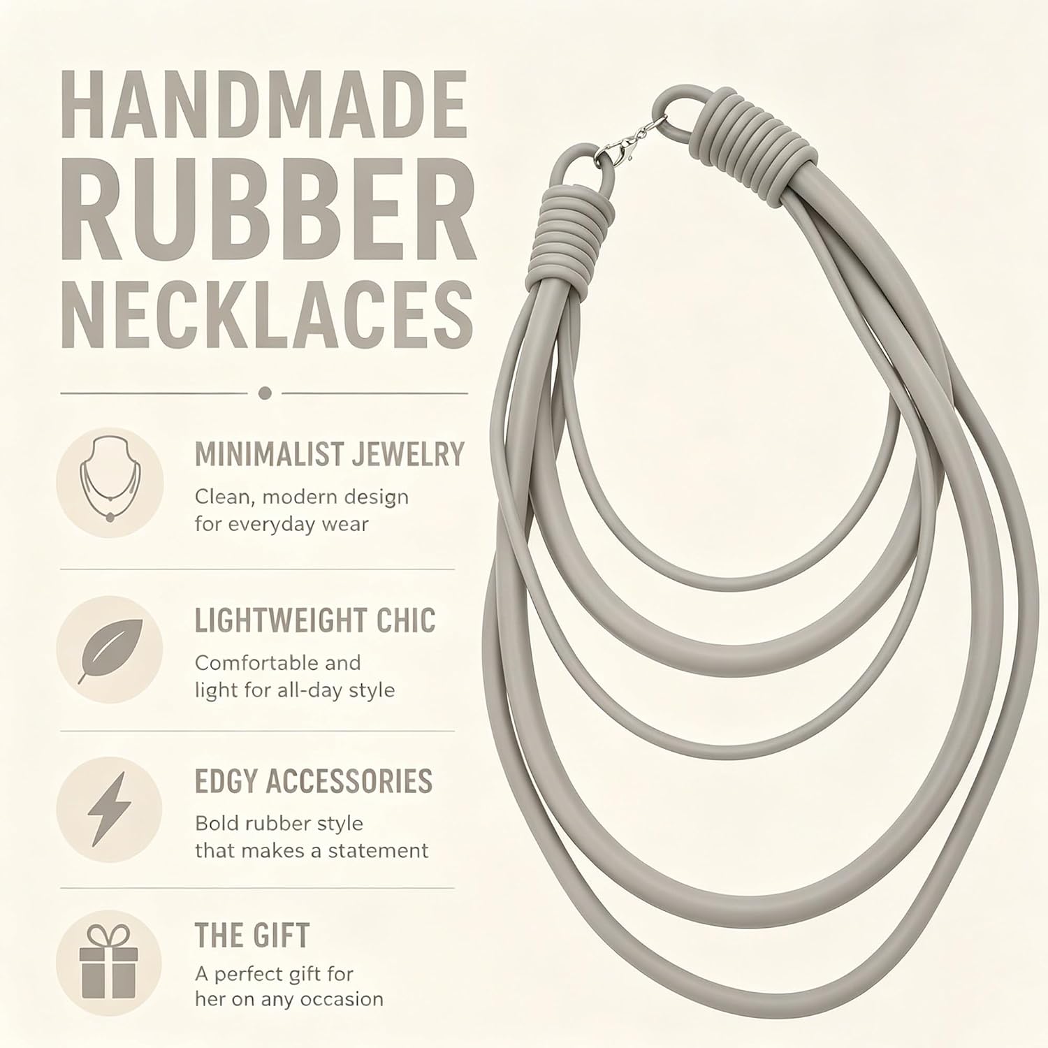 Handmade Multi-Layer Boho Rubber Statement Necklace for Women