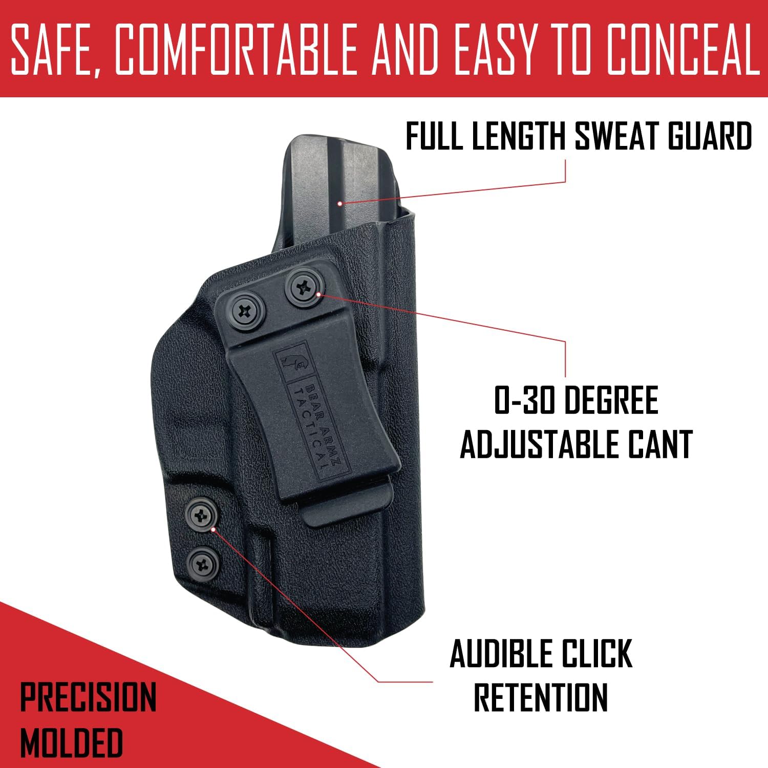 IWB KYDEX Holster Compatible with: Taurus G3C / G2C / G2S & Millennium G2 PT111 / PT140 Pistol | Inside Waistband | Adjustable Cant