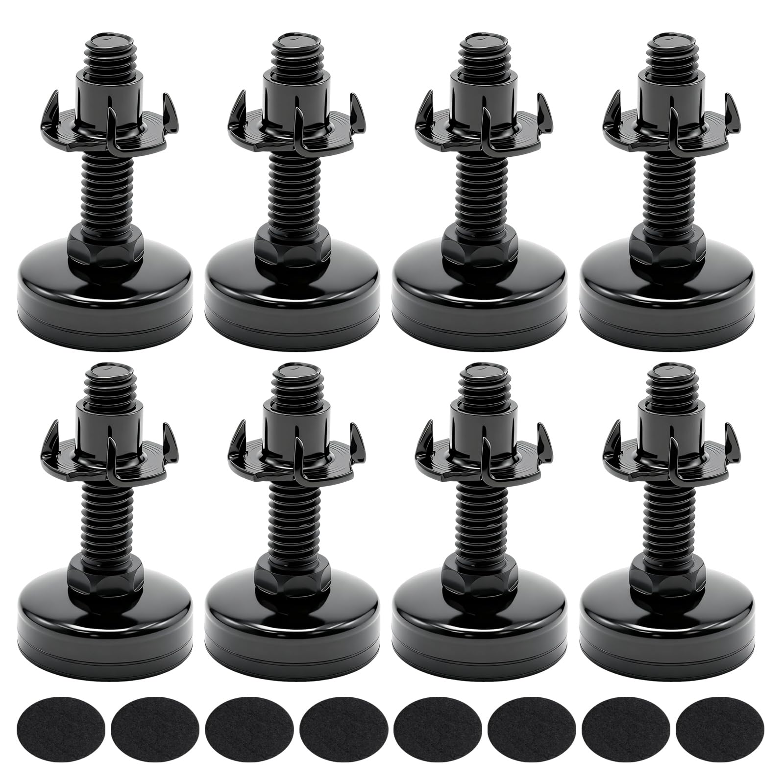 Ollanoos 8PCS Adjustable Levelling Feet, Heavy Duty 3/8“-16 Thread Heavy Duty Adjustable Feet, Ideal for Tables and Cabinets with T Nut Bolt and Anti-Slip Pads