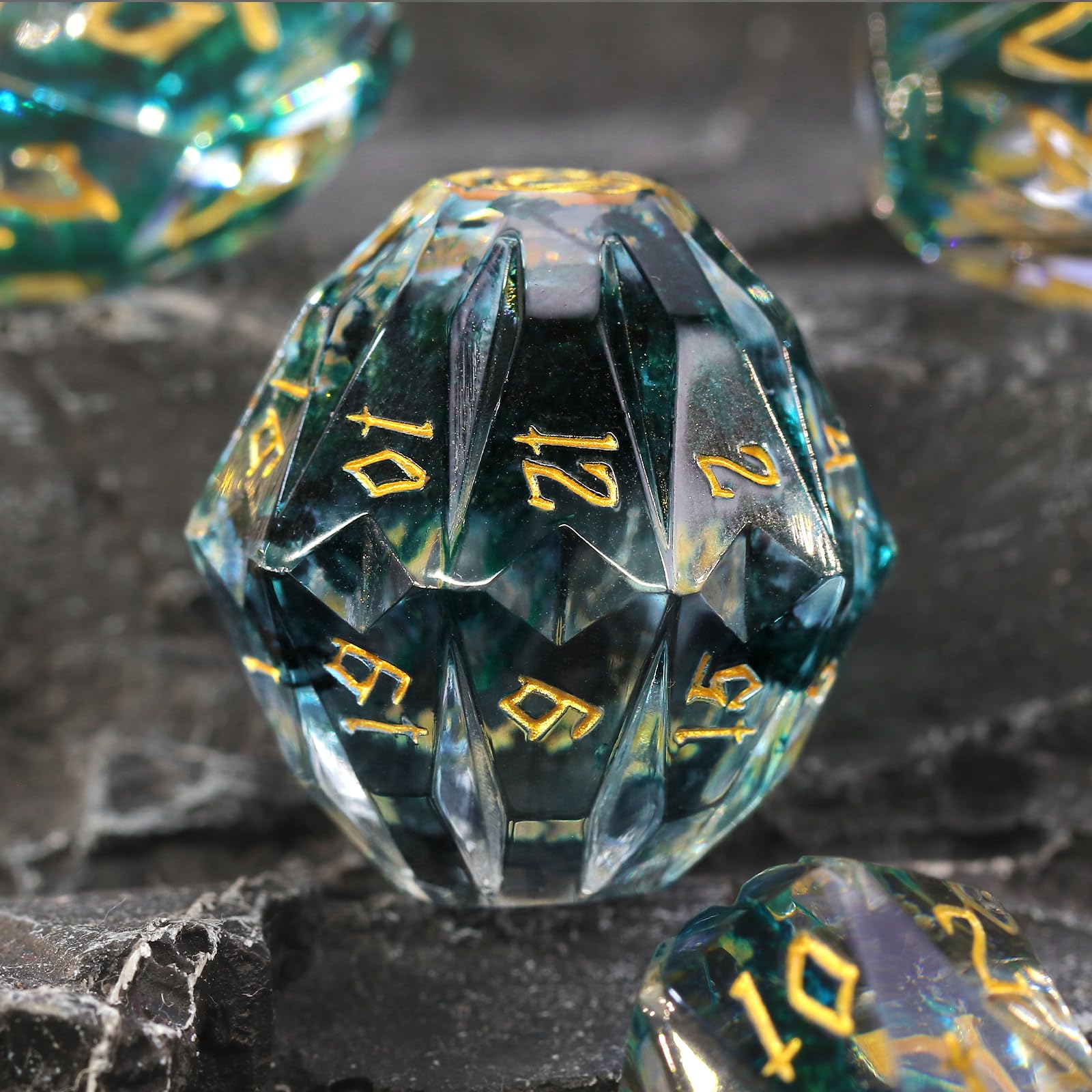 FONVGOGO DND Dice Set Resin Dungeons and Dragons Dice 7 Pieces Polyhedral D and D Dice for Role Playing Game