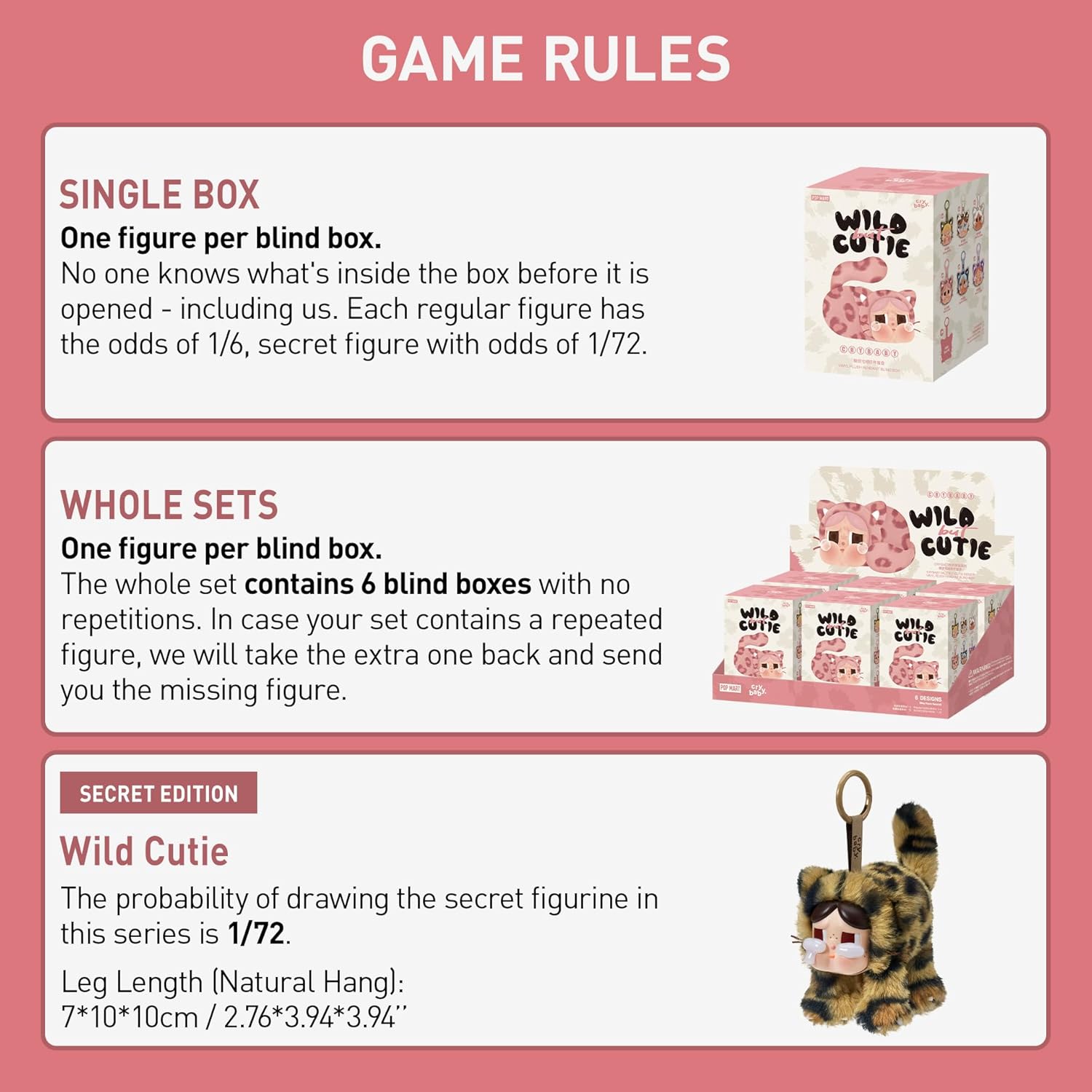 POP MART Crybaby Wild but Cutie Series - Vinyl Plush Pendant Blind Box, Random Design Action Figures 儿童用品 Decorations, Holiday Birthday Gifts for Girls and Boys, Whole Set