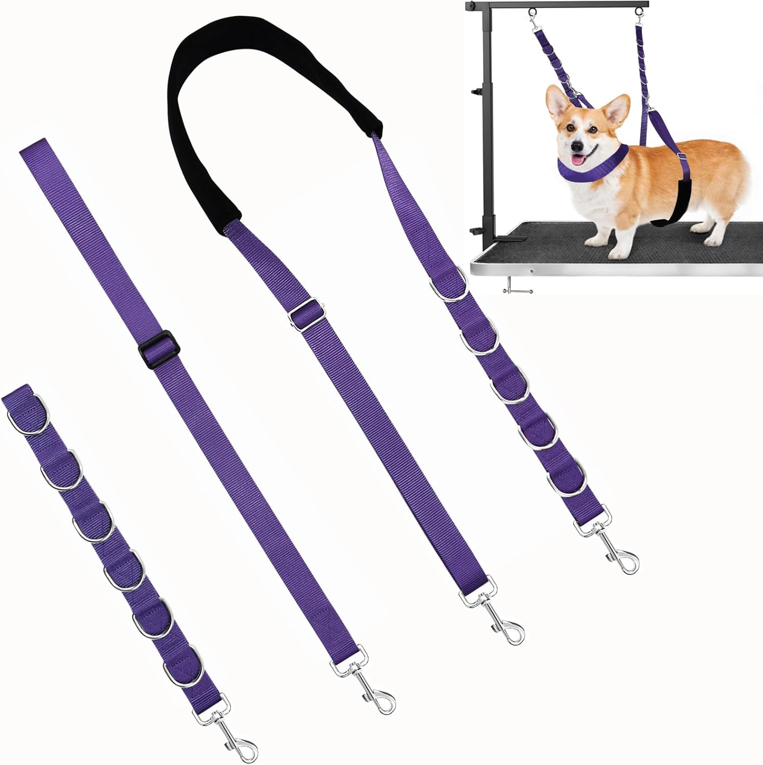 ASOCEA Dog Grooming Belly Strap Adjustable Nylon Pet Bathing Restraint