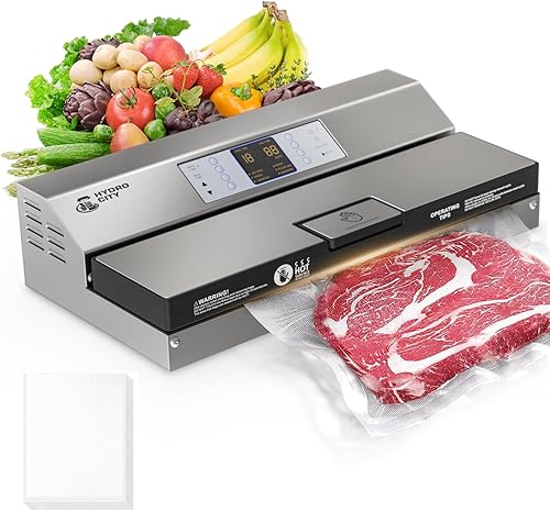 HYDRO CITY - Máquina selladora al vacío comercial de 16 pulgadas, máquina de envasado al vacío con doble bomba y sistema de enfriamiento automático,