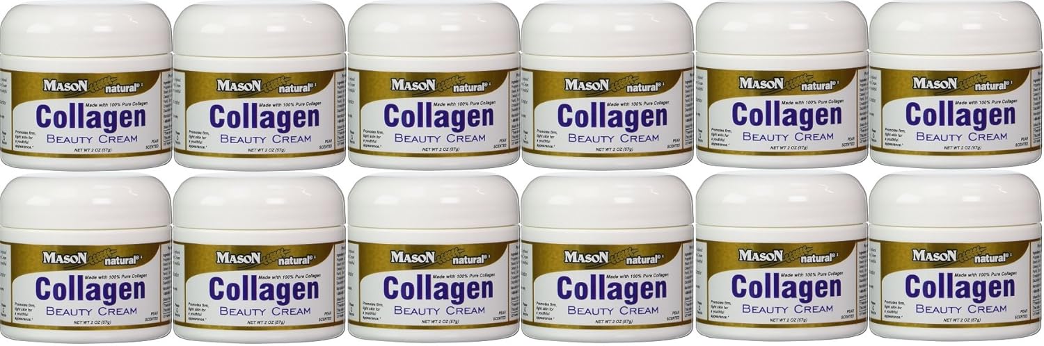 Collagen Beauty Cream Made With 100% Pure Collagen Promotes Tight Skin Enhances Skin Firmness 2 Oz. Jar Pack Of 12