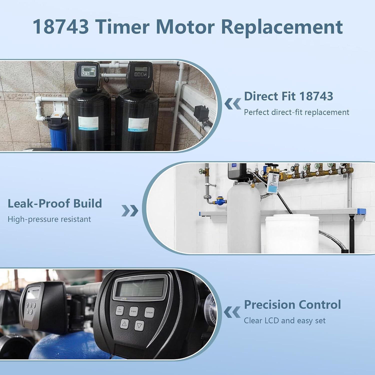 18743 Timer Motor for Fleck 5600 Control Valve Replacement Drive Motor Part | Replaces 18743‑1,13400,13944,11384,fits for Fleck 5600 2500 2510 2750 9000 9100 9500 3200 3210 models, with mounting screws