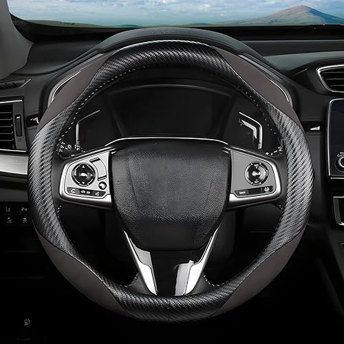 Miniatura 6 de Funda para volante para mujeres y hombres, funda de volante de felpa de fibra de carbono, suave, antideslizante, cómoda, accesorios universales de