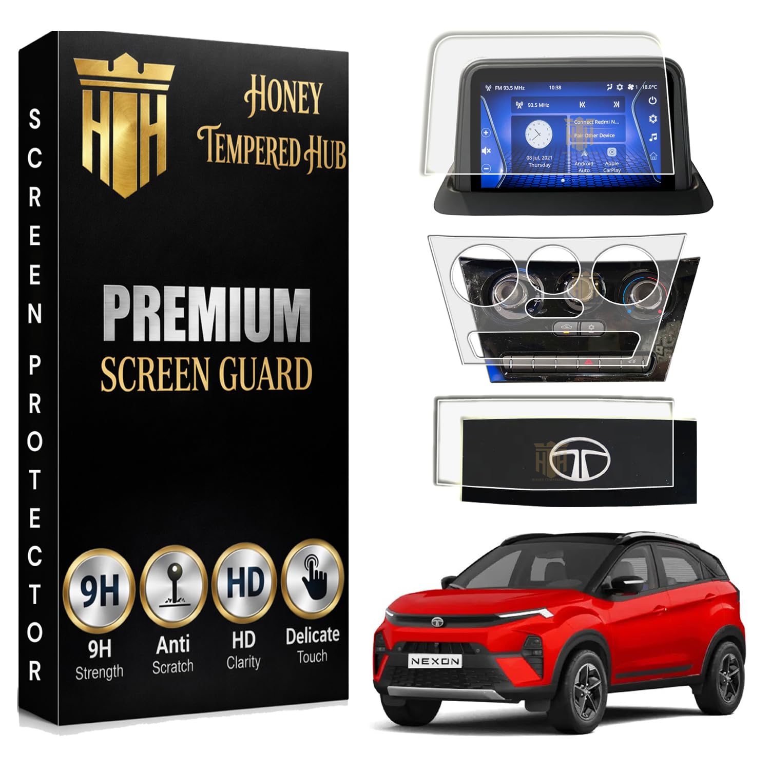 (3 PACK) Screen Guard For TATA NEXON 2026 /7 INCH INFOTAINMENT + DIGITAL STEERING + AC CONTROL MANUAL BUTTON PROTECTOR / Fit for SMART+ / SMART + S / Anti Scratch Car TouchScreen Display Guard / New TataNexon 2026 Accessories [Not Tempered Glass]-image-3