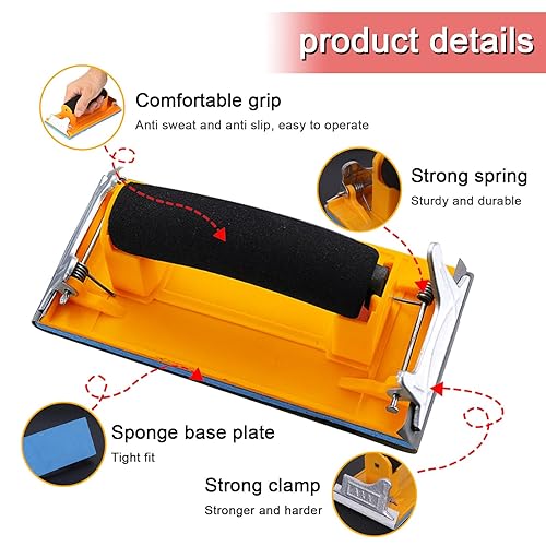 Miniatura 4 de Soporte para papel de lija con mango de esponja, paquete de 36 unidades de 120 a 3000 papel de lija seco y húmedo de grano surtido con 1 lijadora
