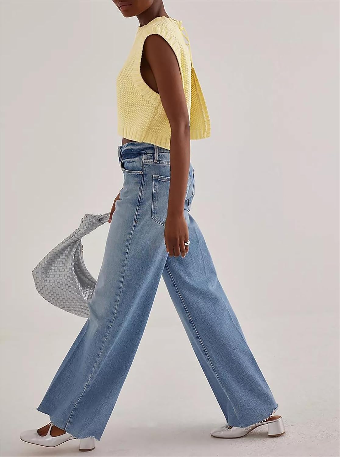 Cioatin Women Y2K Backless Tie Up Knit Crop Sweater Vest Sleeveless Round Neck Split Open Back Pullover Summer Tank Tops - Image 3